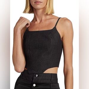 $161 NWT Nonchalant “Hunter” Crop Top in Black Denim Sz Medium